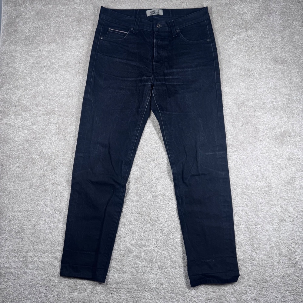Naked & Famous Black Selvedge Denim Jeans Button Fly Size 34 Mens Made in Canada